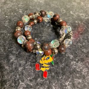 Tweety Bird coil bead bracelet